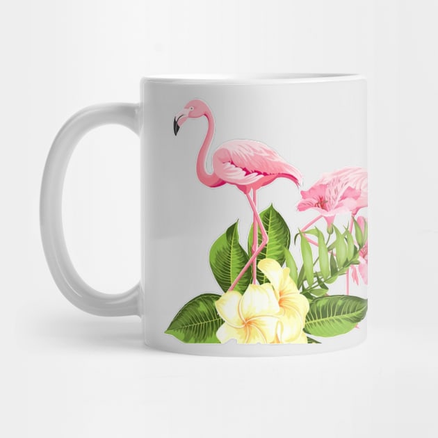 Tropical flower and flamingos by TheDesigNook